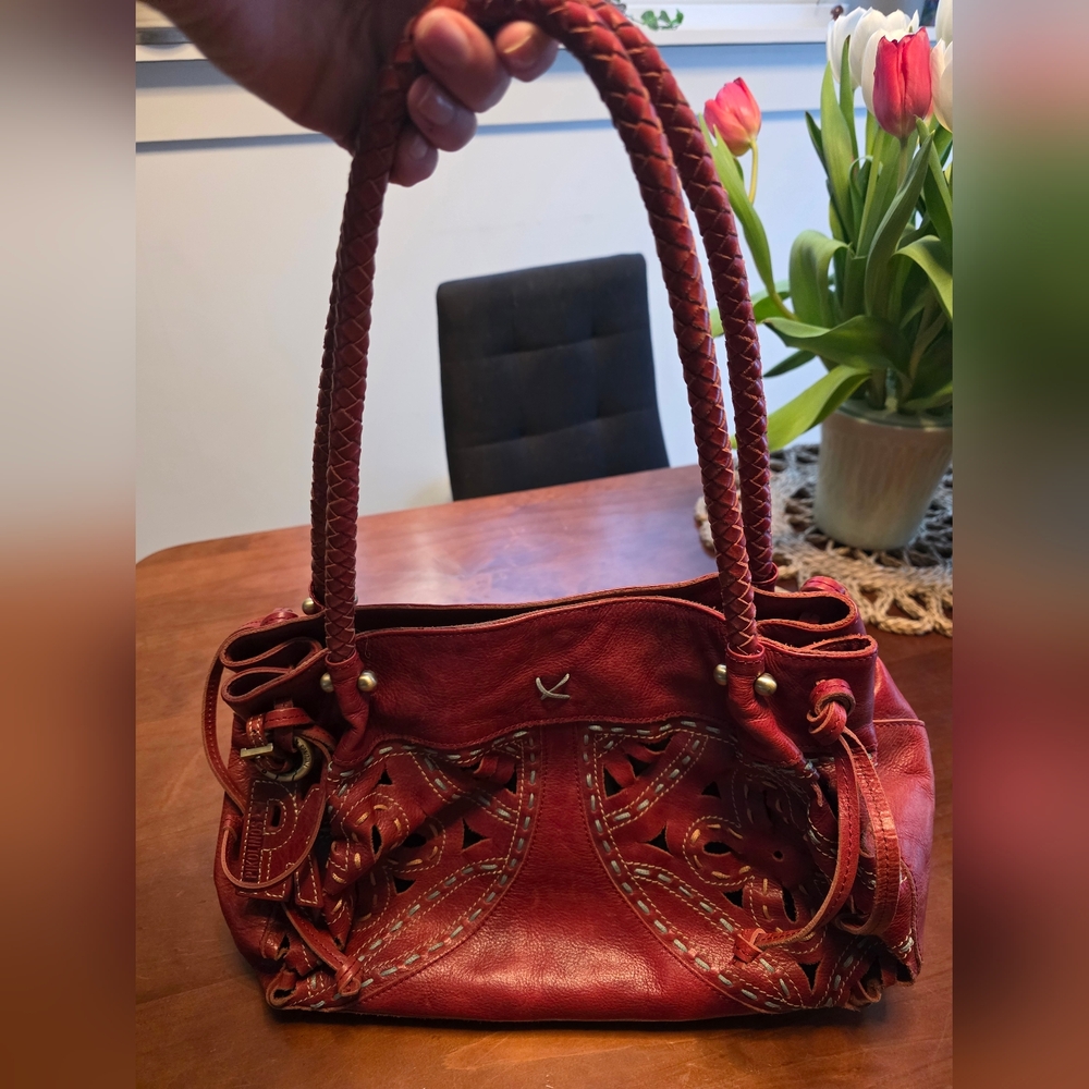 PIKOLINOS Red Leather Shoulder Bag